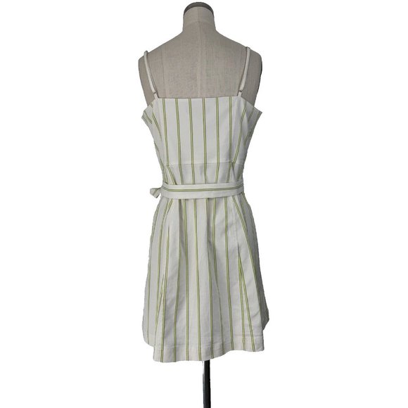 Banana Republic Dress 8 Striped Button Front Removable Strap Cotton Linen Blend - Picture 5 of 10